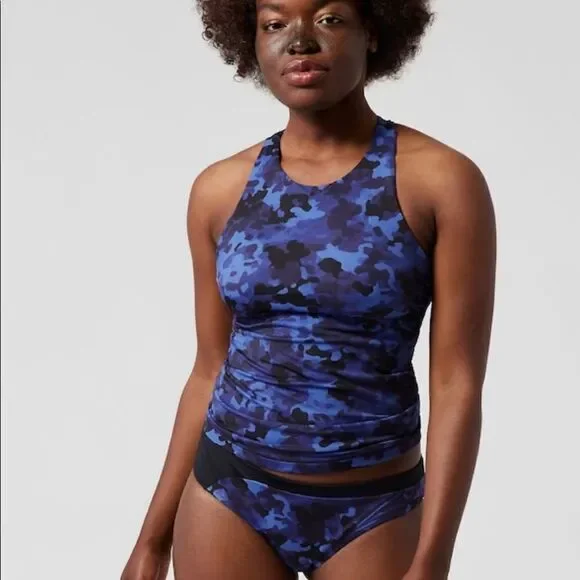 Athleta Blue Camo Women's Swim Top - Picture 4 of 8